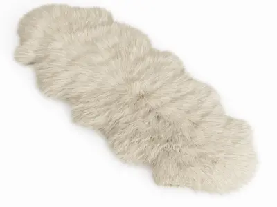 Fluffy decorative carpet made of Icelandic sheepskin fur 3D model