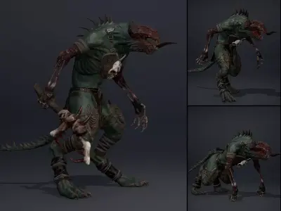 Ghost Barbarian Damaged Low-poly 3D model