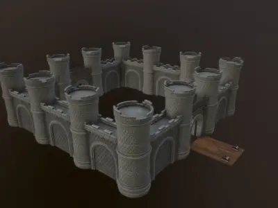 Castle Walls Low-poly 3D model