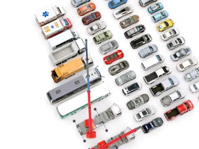 Low Poly City Generic Vehicles v01 Low-poly 3D model