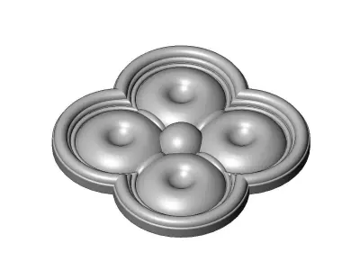Carved dimples gothic clover rosette applique relief 3D print model