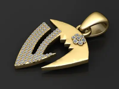  DIAMOND Shield Pendant 3d printable  model pendant  3D print model