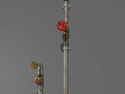 Metal Water Pipes Low-poly 3D model