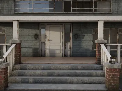 house with porch Low-poly 3D model