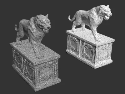 Ancient Asia Stone Statue Pack A - 250602 Low-poly 3D model