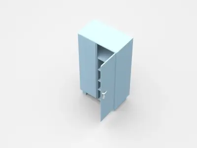 Blue Storage Cabinet For Industrial Tools And Parts 3D model