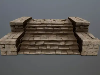 Ruin Stairs Low-poly 3D model