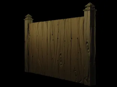 Fence wooden Low-poly 3D model