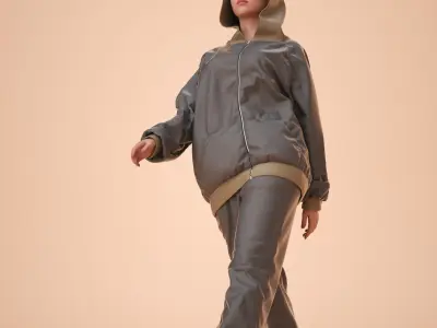 Female and Male Training Hoodie Suit 3D model