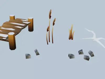 Winter Forest Asset Free low-poly 3D model