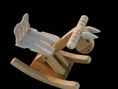 Wooden Rocking Horse Toy 3D Scan Low-poly 3D model