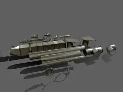 Simple Game ready modular pipes 3D model