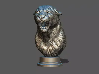 Puma cougar roar head 3D print model