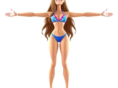 Vibrant Bikini Character model pack Low-poly 3D model