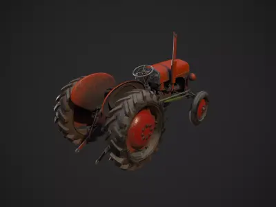  Abandoned Rusty Tractor - Textured  Low-poly 3D model