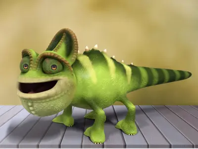 Chameleon Toon Rigged Low-poly 3D model