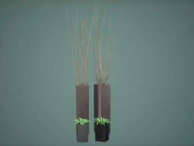 Decor Pot Set Low Poly Game Ready Low-poly 3D model