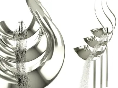 Swirl element stainless steel fountain 3D model