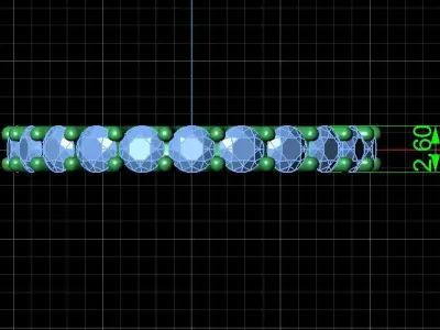 U Shaped Eternity Ring 2 point 6 mm stone size swiss 9 and EU49 3D print model