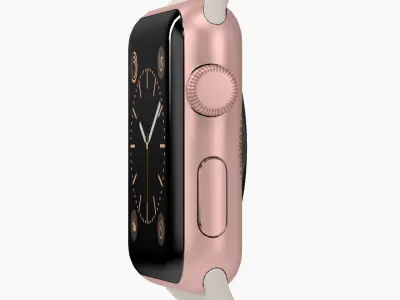 Apple Watch Rose Gold Aluminum Case Stone Sport Band Low-poly 3D model