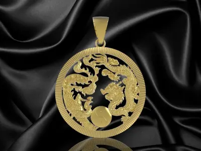 Luxury Dragon Phoenix Yin Yang Pendant Jewelry  2645 3D print model