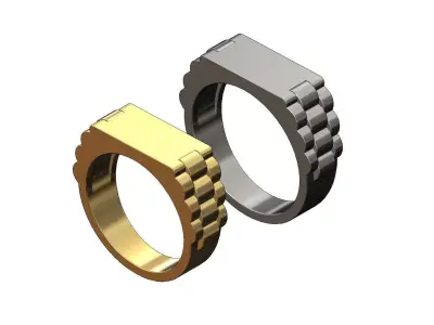 Watch links rectangular signet ring 3D print model