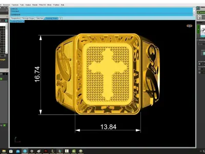 Religious Cross Signet Ring Jewelry 3D Model  4317 3D print model