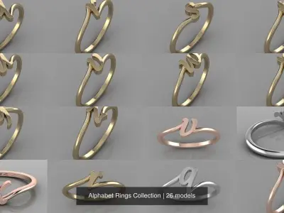 Alphabet Rings Collection 3D Model Pack