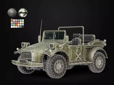 Military Jeep Army Game Ready Low-poly 3D model