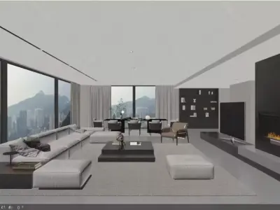 Modern Light Luxury Living Room 3D model