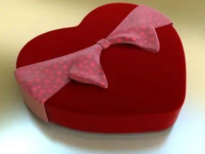 Chocolate Candy Pieces in Heart Box 3D model