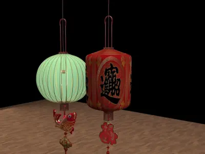 Chinese  red  lantern   3D model purchase