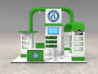 Exhibition Stand Booth stall 6x6m Height 500cm 4 Sides Open 3D model
