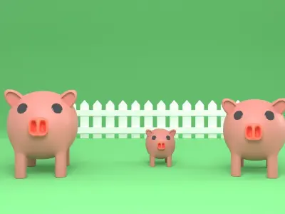 Cartoon Pig Low-poly 3D model