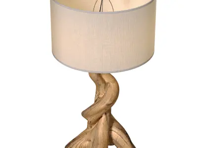 Rustic Wooden Table Lamp Sculptural Design Scandinavian Tree  3D model