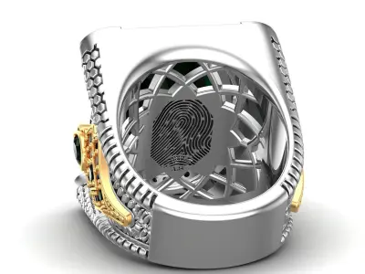 Turkish King Crown Ottoman Oval Green Emerald Stone Mans Ring 3D print model