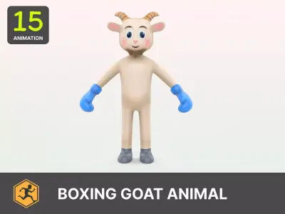 Boxing Goat Animal Animated Low-poly 3D model
