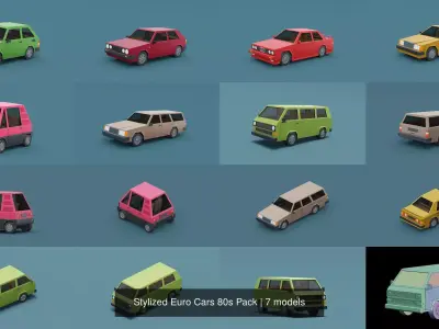 Stylized Euro Cars 80s Pack