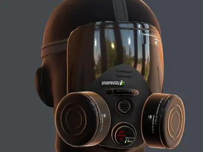 Gas mask helmet 3d model scifi Low-poly  Low-poly 3D model