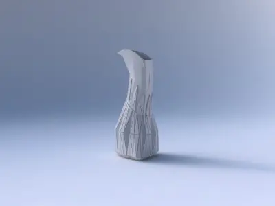Vase puffy bent triangle with partial random triangle plates 3D print model