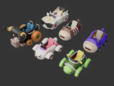 Cartoon Car Low-poly 3D model by CGWanderer from CGTrader (Low-poly)