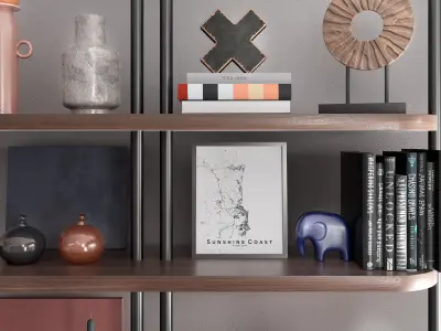 Stylish Decor On The Shelves - 2 3D model