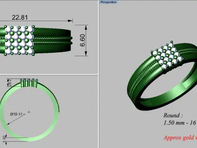 light weight gold diamond rings-C111116SKCH2025972wt-0-5 3D print model