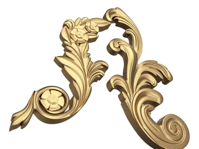 Corner Carved Plaster Molding Decoration 06 Low-poly 3D model