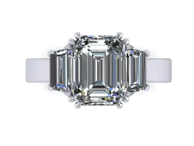 Three Stone Woman Wedding Ring  3D print model