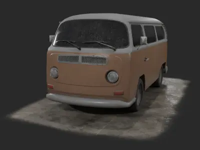Old and Dusty Mini Bus - Low Poly Low-poly 3D model