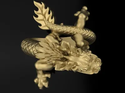 Dragon sculpture 3DM STL OBJ model for 3D printing and CNC 3D print model