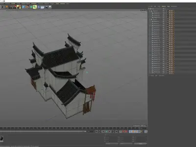 Chinese House 3D model Low-poly 3D model