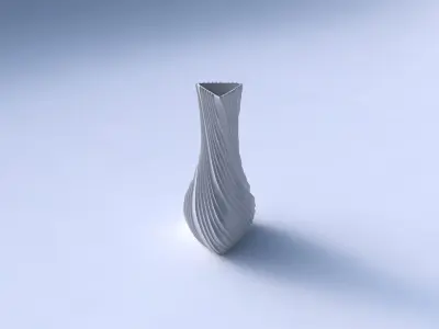 Vase puffy triangle with twisted extruded lines 3D print model