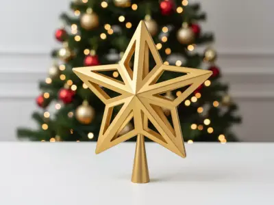 Geometric Star Christmas Tree Topper STL File  3D Printable 3D print model